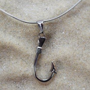 Stainless Steel Fishhook Beach Necklace